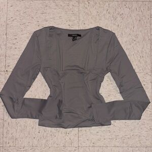 Grey Longsleeve Fitted Top
